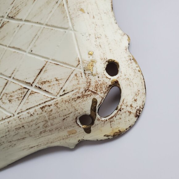 MCM 70s Antiqued Floral Melamine Tray Florentine Design Gold Painted Ornate Trim - Picture 5 of 7